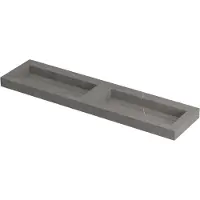 Ink Pitch Meubelwastafel 180x45cm Keramische Slab - Dubbel - Zonder Kraangaten - Armani Grey Mat - 8718835130107 - Rechthoekig - Wastafels,