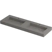 Ink Pitch Meubelwastafel 140x45cm Keramische Slab - Dubbel - 2 Kraangaten - Armani Grey Mat - 8718835129989 - Rechthoekig - Wastafels, Meubelwastafels