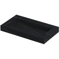 Ink Pitch Meubelwastafel 80x45cm Keramische Slab - 1 Kraangat - Lauren Black Mat - 8718835129590 - Rechthoekig - Wastafels, Meubelwastafels