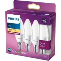 Philips Energiezuinige Kaars Mat - 25 W - E14 - warmwit licht - 3 stuks - Bespaar op energiekosten