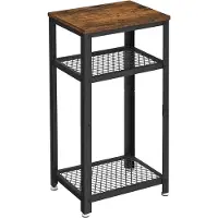 Parya - Rechthoekige Bijzettafel - Inclusief 2 Roosterplanken - Metalen Frame - Vintage - Donkerbruin