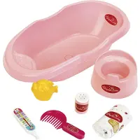Klein Toys Princess Baby Coralie poppenverzorging - poppenbadje 41cm - incl accessoires - met potje - roze