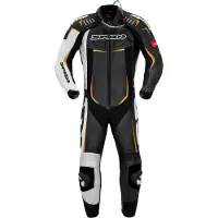 Spidi Track Wind Pro, lederen pak, 1 stuk. ,zwart/witte/goud ,48