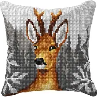 Kanex - Borduurpakket Kussen - Ree - Geprint stramien - 4.5 count - Voor volwassenen - 99014