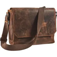 Maverick lederen schoudertas met laptopvak 14 inch
