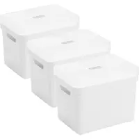 Sunware Opbergboxen met transparante deksel - 3x stuks - kastmanden - wit - 18 liter - kunststof - 35 x 25 x 24 cm - Opbergers
