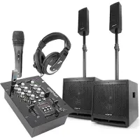 VONYX 2.2 DJ Speakerset met mixer en gratis accessoires
