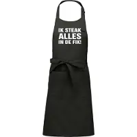 Kariban mijncadeautje - Keukenschort - BBQ schort - Ik steak alles in de fik - cadeau verjaardag - vaderdag - BBQ - chique grijs