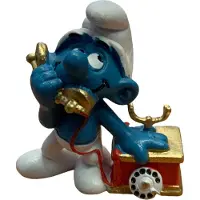 Schleich smurf met telefoon - voorloper gsm / mobiel - De smurfen - 6 cm