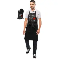 Kariban Keukenschort - BBQ schort - Ik steak alles in de fik - cadeau verjaardag - vaderdag - barbecue - zwart