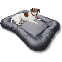 Topmast All Weather Ligkussen - 125 x 100 cm - Waterproof Hondenmand - Skai Leer Hondenkussen Hondenmatras - Zwart