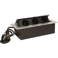 ORNO Stekkerdoos met 3 stopcontacten - Pop up stekkerblok met 1.5 meter kabel - Inbouw Verdeelstekker met RVS afwerking - Verdeeldoos 230 Volt - voor max. 3680 Watt - Zilver