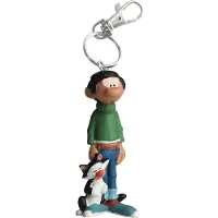 Plastoy Gaston: Guust Flater en zijn kat - sleutelhanger met PVC-figuur