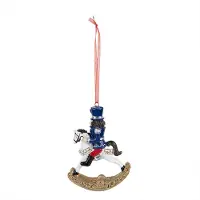 Clayre & Eef Kersthanger Notenkraker 10 cm Blauw Kunststof Kerstbal Blauw Kerstbal