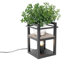 QAZQA Industriële tafellamp zwart met hout - Cage Rack