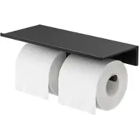 Geesa Planchet met Dubbele Toiletrolhouder Zonder Klep Leev 28 cm Zwart