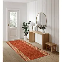Tapiso Tapijtloper Antislip – Klassiek Perzisch Oosters Terracotta – Gangloper Rubber Onderkant Maat- 80x1200