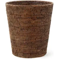DECOR WALTHER Prullenbak Basket Rond Rattan Donker