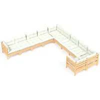 vidaXL 10-delige Loungeset met crèmekleurige kussens grenenhout