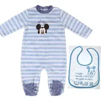 Mickey Mouse Set - 2-delig - Boxpak + Slab - Velours - Blauw - Maat 74 (9 maanden)