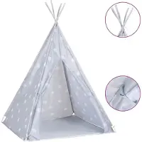 vidaXL Kindertipitent met tas 115x115x160 cm polyester grijs
