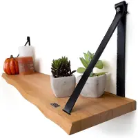 Industrial Living Wandplank Vicky | hout naturel 80x18 cm wandplanken en -haken | NADUVI