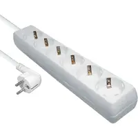 MaxTrack Stekkerdoos met 6 contacten / wit - 10 meter