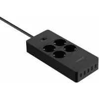 ORICO stekkerdoos met 4 contacten en 5x USB / zwart - 1,5 meter
