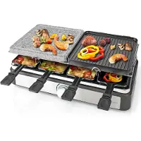 Nedis Gourmet / Raclette | Grill / Steen | 8 Personen | Spatel | Temperatuurinstelling | Anti-aanbak laag | Rechthoek