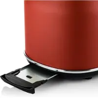 WESTINGHOUSE Retro Broodrooster – 2 Sneden – Extra Brede Sleuven – Warmhoudrek – 815W – Rood