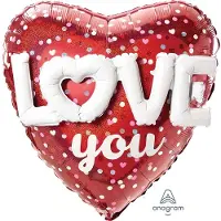 Anagram folieballon Love You 91 cm rood/wit