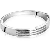 Zinzi Mart Visser by zilveren strakke bangle armband 11mm, drie banen bezet met witte zirconia's MVA18