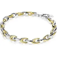 Zinzi zilveren schakelarmband geel verguld 6,4mm breed 20cm ZIA1641BG