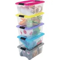 Iris Topbox Opbergbox - 15L - Kunststof - Transparant/Multicolor - Set van 5