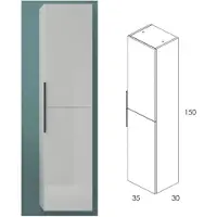 Royo Hoge Badkamerkast Indus 35cm - Wit Glanzend - Met 2 Deuren - 35x150x30cm