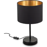 B.K.Licht - Tafellamp - zwart-gouden - metaal & stof - bedlamp - slaapkamer lamp - E27 fitting - h.: 33cm