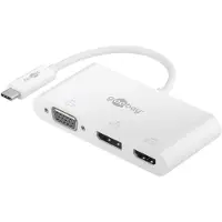 Goobay USB-C - DisplayPort 4K 60Hz, HDMI 4K 30Hz en VGA 1080p adapter | wit | 0,15 meter