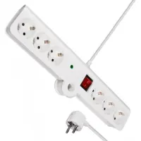 MaxTrack Stekkerdoos met 6 contacten, overspanningsbeveiliging en inklapbaar design / wit - 3 meter