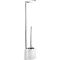 Wenko Toiletbutler Avola RVS glanzend en wit - Toiletrolhouder en Toiletborstel met houder vrijstaand