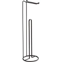 Wenko Toiletrolhouder 2-in-1 Lugano mat zwart staal - Reserverolhouder - Toiletpapier houder vrijstaand - WC Rolhouder staand - Zwart