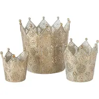 Boltze Kroon - Windlichten - Waxinehouder - 3 set - Metaal - 16cm - Ø 16 cm - -