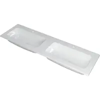 Ink Faktor Meubelwastafel 160x45cm Polystone - Dubbel - 2 Kraangaten - Glans Wit - 8718835042141 - Rechthoekig - Wastafels, Meubelwastafels