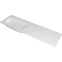 Ink Faktor Meubelwastafel 160x45cm Polystone - Links - 1 Kraangat - Glans Wit - 8718835042189 - Rechthoekig - Wastafels, Meubelwastafels