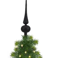 COSY&TRENDY Piek/kerstboom topper - zwart - H23 cm - glitters - Kerstversiering