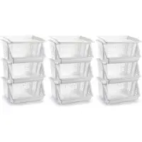 PlasticForte Opbergkrat - Pakket van 9x stuks - wit - 3 vakken - 62 cm - Stapelkratten - Stapelbare manden