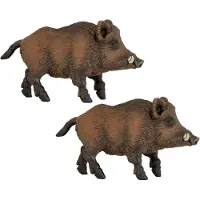 Papo Set van 2x stuks plastic speelgoed dieren figuur wild zwijn 9,5 cm
