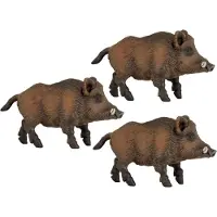 Papo Set van 3x stuks plastic speelgoed dieren figuur wild zwijn 9,5 cm