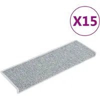vidaXL Trapmatten zelfklevend 15 st sisal-look 65x21x4 cm blauw