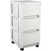 Eda Ladenkast organizer wit 3x lades met wieltjes L32 x B37 x H61 cm - Ladeblok