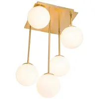 QAZQA Moderne plafondlamp goud met opaal glas 5-lichts - Athens